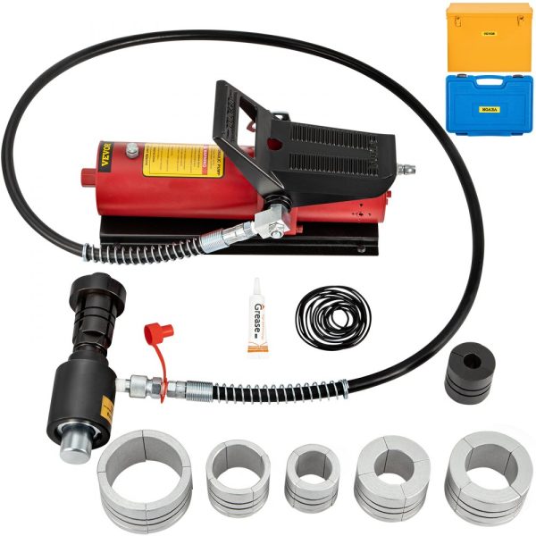 Hydraulic Tube Expander 1-5/8 to 4-1/4 with 10T Pedal Pump 4 Dies 2 Storage Cases for Copper Aluminum Tubes