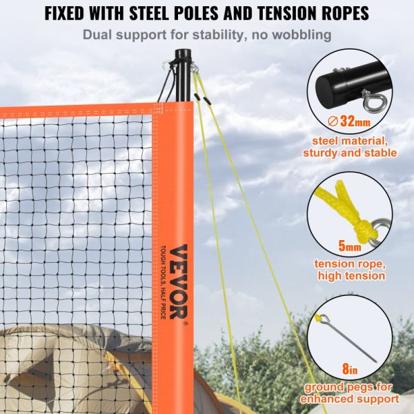 Volleyball & Badminton Portable Combo Set with Adjustable Steel Poles, PVC Ball, Pump, Carry Bag, Easy Setup for Backyard, Beach & Lawn - Image 3