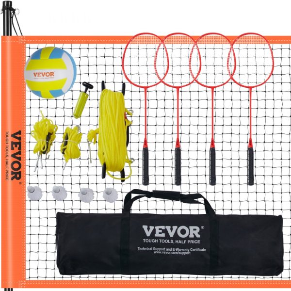 Volleyball & Badminton Portable Combo Set with Adjustable Steel Poles, PVC Ball, Pump, Carry Bag, Easy Setup for Backyard, Beach & Lawn