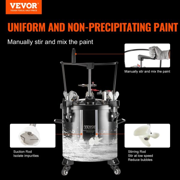 Spray Paint Pressure Pot Tank 20L/5gal with Casters Leak Repair Sealant - Image 2