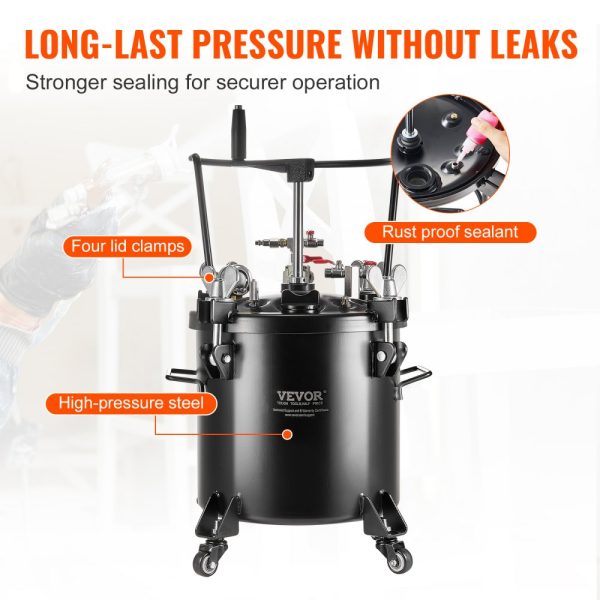 Spray Paint Pressure Pot Tank 20L/5gal with Casters Leak Repair Sealant - Image 6