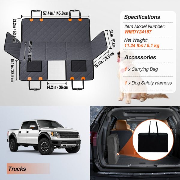 57.4 x 30.3 in Dog Car Seat Cover for Back Seat Waterproof 600D for Truck - Image 7