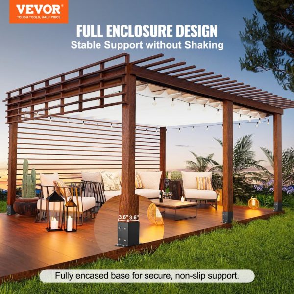 4x4 Post Base 2-Pack Heavy Duty Powder-Coated Matte Black for Pavilion Deck Railing Support - Image 2
