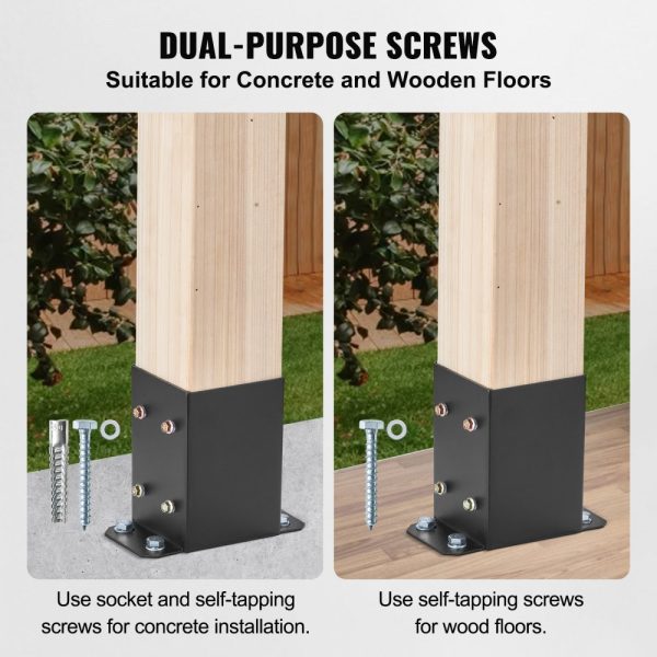 4x4 Post Base 2-Pack Heavy Duty Powder-Coated Matte Black for Pavilion Deck Railing Support - Image 3