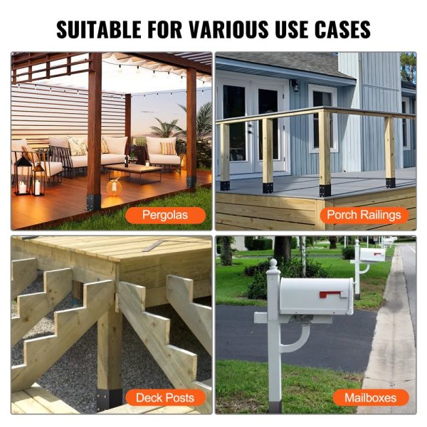 4x4 Post Base 2-Pack Heavy Duty Powder-Coated Matte Black for Pavilion Deck Railing Support - Image 6
