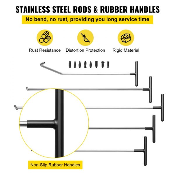 Professional Paintless Dent Removal Kit with 13-Piece Repair Tools Including 5 Stainless Steel Rods and 8 Tapper Heads for Hail Damage Minor Dents and Door Dings - Image 5
