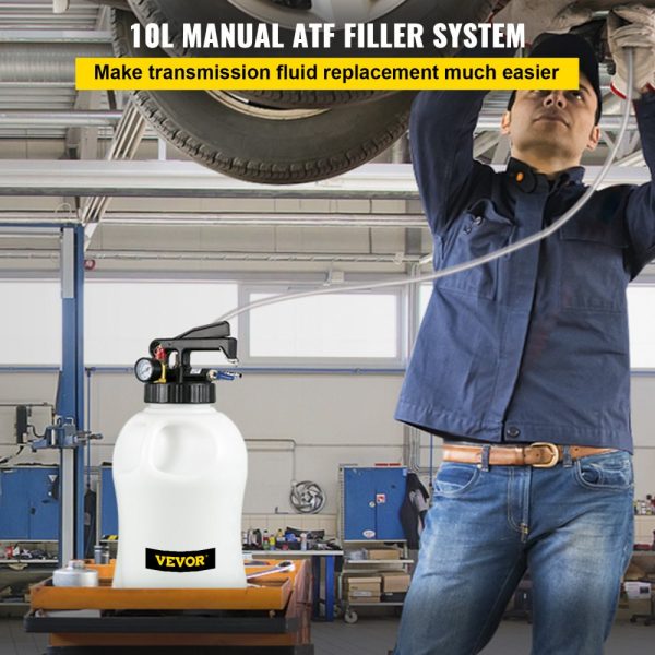 Transmission Fluid Pump 2-Way Manual ATF Refill System Dispenser Oil Liquid Extractor 10L Tool Kit with 14 ATF Filler Adapters - Image 2