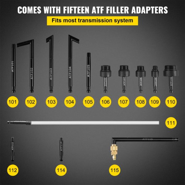 Transmission Fluid Pump 2-Way Manual ATF Refill System Dispenser Oil Liquid Extractor 10L Tool Kit with 14 ATF Filler Adapters - Image 3