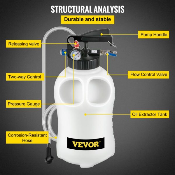 Transmission Fluid Pump 2-Way Manual ATF Refill System Dispenser Oil Liquid Extractor 10L Tool Kit with 14 ATF Filler Adapters - Image 6