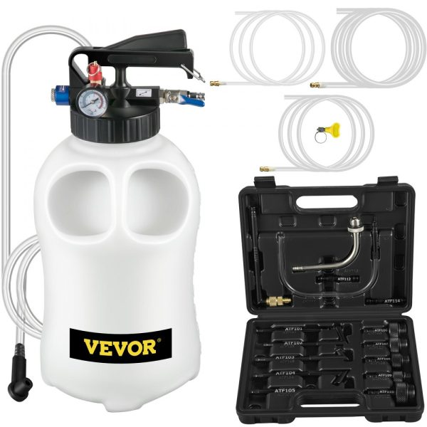 Transmission Fluid Pump 2-Way Manual ATF Refill System Dispenser Oil Liquid Extractor 10L Tool Kit with 14 ATF Filler Adapters