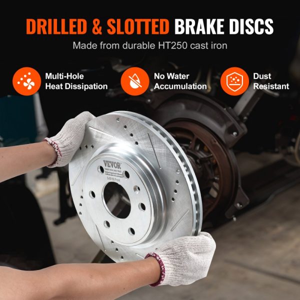 Drilled Slotted Front Brake Rotors Pads Kit for Chevy Traverse GMC Acadia - Image 4