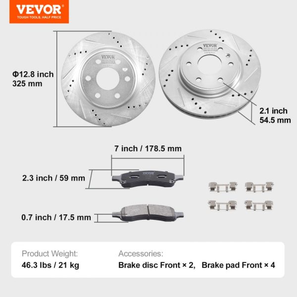 Drilled Slotted Front Brake Rotors Pads Kit for Chevy Traverse GMC Acadia - Image 7