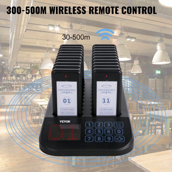 Wireless Pager System with 20 Pager Units, Vibration, Flashing, and Buzzer for Church Hospital Hotel - Image 3