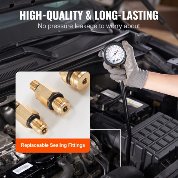 Compression Tester Adapter Kit - 9-Piece Automotive Engine Cylinder Leak Down Test with Dual Scale 0-300 psi Gauge, Long Hose, and Carrying Case - Image 5