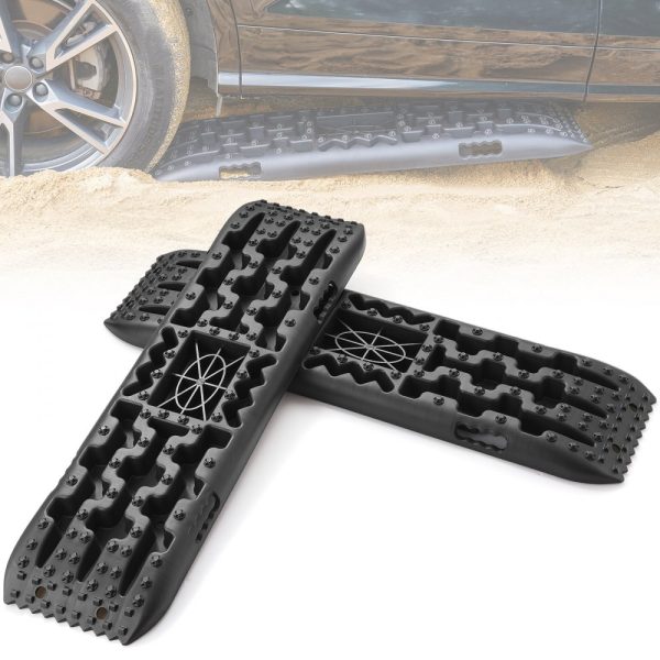 2PCS Traction Boards with PP for Mud Snow Sand Storage Bag Long Black