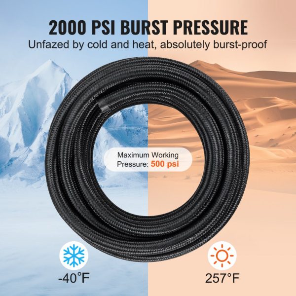 6AN Fuel Line Kit 20FT 0.34 Nylon Stainless Steel Braided Hose Oil Gas Diesel Adapter with 12 Swivel Fittings Black - Image 4