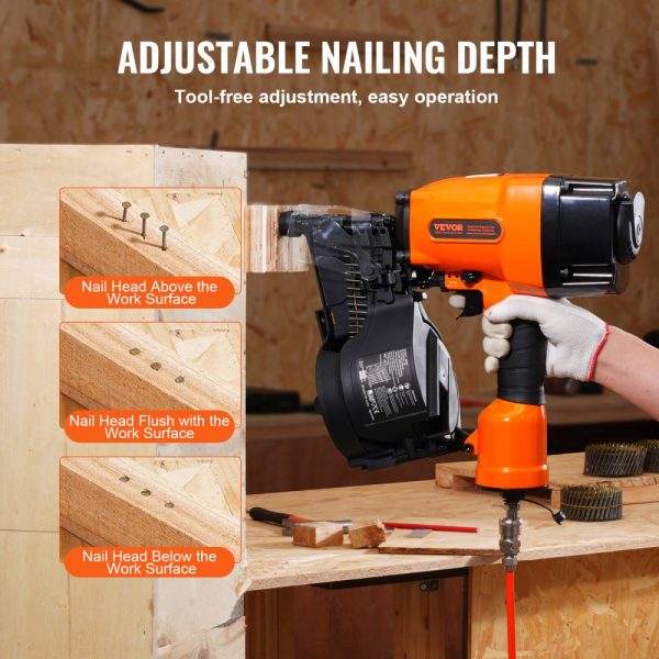 MCN90 Coil Framing Nailer 1-3/4" to 3-1/2" 15 Degree Pneumatic Nail Gun - Image 3