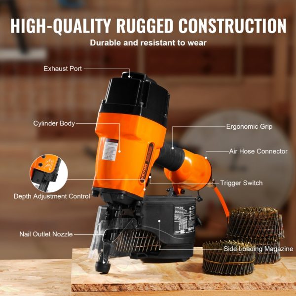 MCN90 Coil Framing Nailer 1-3/4" to 3-1/2" 15 Degree Pneumatic Nail Gun - Image 5