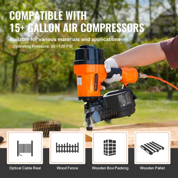 MCN90 Coil Framing Nailer 1-3/4" to 3-1/2" 15 Degree Pneumatic Nail Gun - Image 6