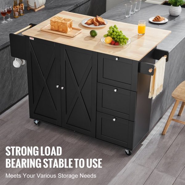 Kitchen Island Cart Rolling Storage Cabinet on Wheel with Drawer & Shelves - Image 5