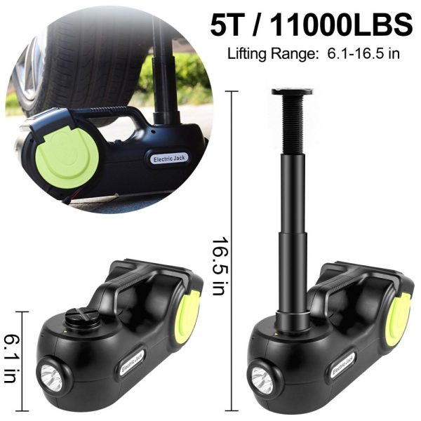 Electric Car Jack 5-Ton Capacity Hydraulic System with Electric Impact Wrench and LED Light for SUV MPV Sedan Truck Repair 135-360mm Lifting Range - Image 2