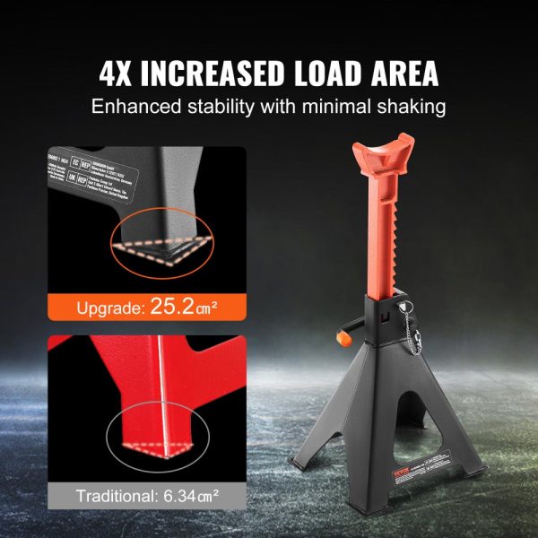 6 Ton Capacity Car Jack Stand Double Locking Mechanism Adjustable Height 14.2-23in for SUV Pickup Truck Car UTV ATV Red 1 Pair - Image 4