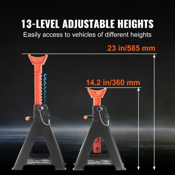 6 Ton Capacity Car Jack Stand Double Locking Mechanism Adjustable Height 14.2-23in for SUV Pickup Truck Car UTV ATV Red 1 Pair - Image 5