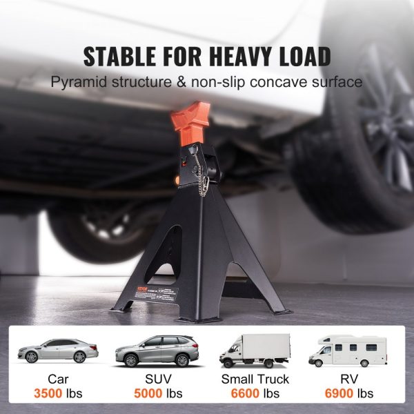 6 Ton Capacity Car Jack Stand Double Locking Mechanism Adjustable Height 14.2-23in for SUV Pickup Truck Car UTV ATV Red 1 Pair - Image 6