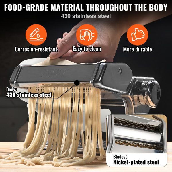 Electric Pasta Maker with 9 Adjustable Thickness Settings, Stainless Steel Construction, for Spaghetti, Fettuccini & Lasagna - Image 4