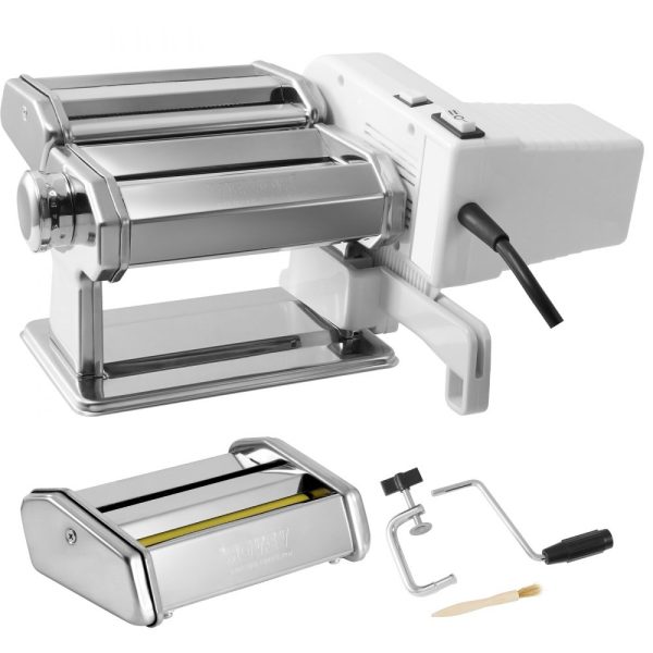 Electric Pasta Maker with 9 Adjustable Thickness Settings, Stainless Steel Construction, for Spaghetti, Fettuccini & Lasagna