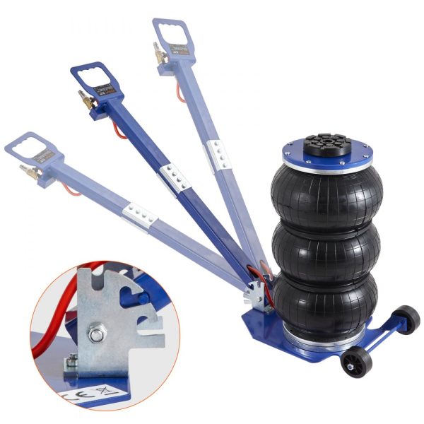 3 Ton Pneumatic Air Jack 6600 lbs Capacity Triple Bag Design with Six Steel Pipes Up to 17.7 Lift Adjustable Handles for Automotive Use Blue