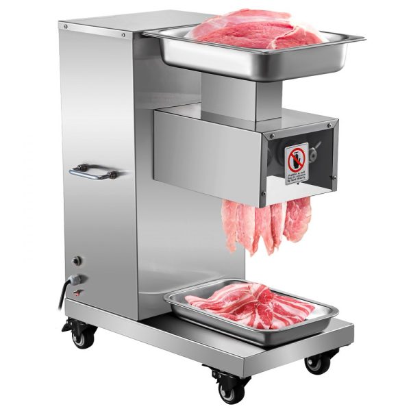 110V 750W Commercial Electric Meat Cutter 1100LB/H 3mm Blade Stainless Steel Slicer for Restaurants & Supermarkets