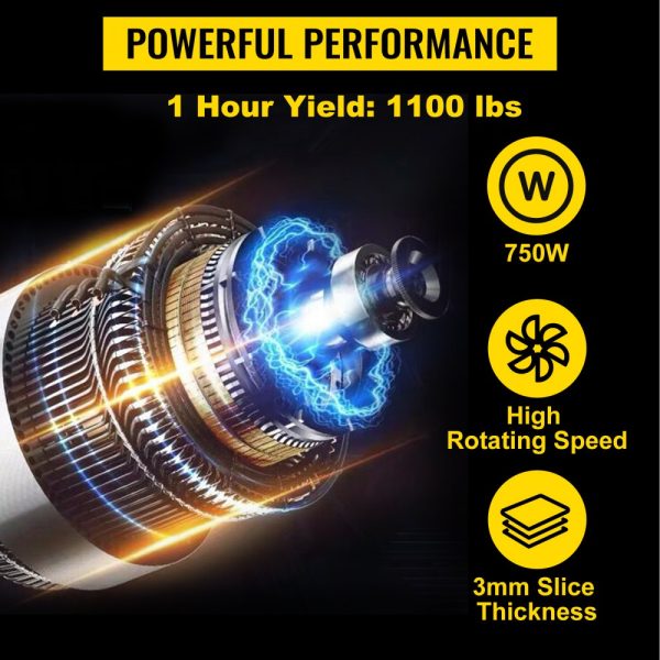 110V 750W Commercial Electric Meat Cutter 1100LB/H 3mm Blade Stainless Steel Slicer for Restaurants & Supermarkets - Image 3