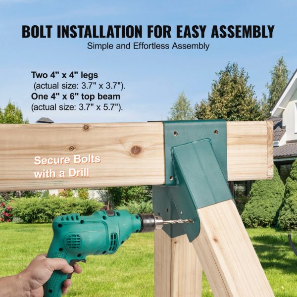 DIY Swing Set Bracket Kit Heavy Duty Steel for 4x4 Legs and 4x6 Beam Green 2-Pack - Image 4