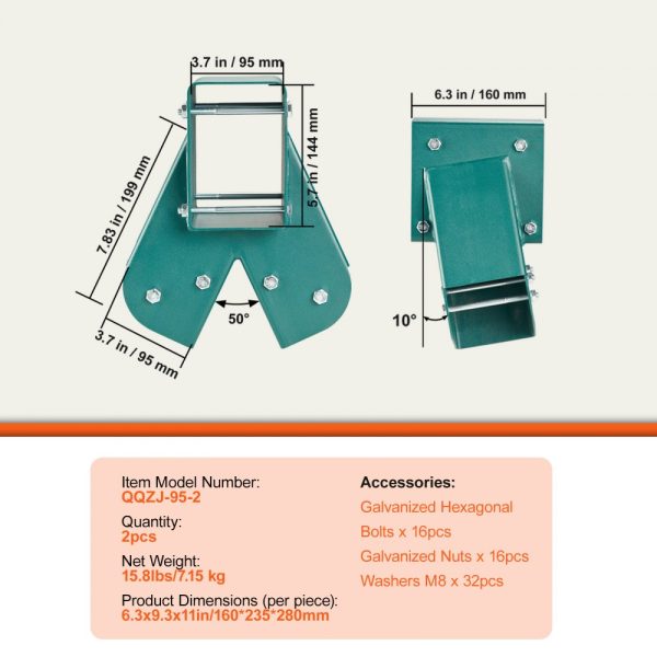 DIY Swing Set Bracket Kit Heavy Duty Steel for 4x4 Legs and 4x6 Beam Green 2-Pack - Image 7