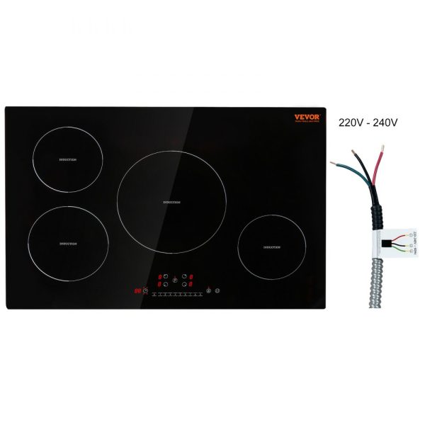 Electric 4-Burner 30-Inch Induction Cooktop with Magnetic Design, 7500W Power, 9 Heating Levels, LED Touch Screen, Child Lock, Over-Temperature Protection