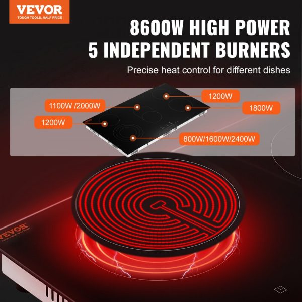 Built-in Electric Cooktop Radiant Ceramic Cooktop 5 Burners 35.4x20.5 inch - Image 2