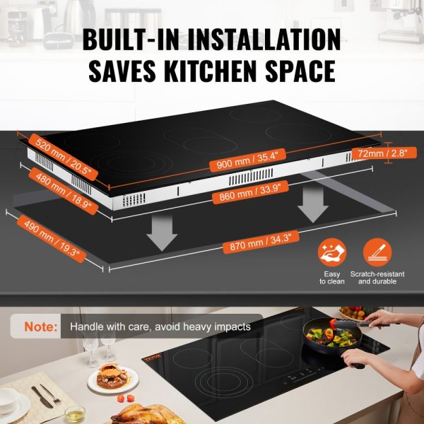 Built-in Electric Cooktop Radiant Ceramic Cooktop 5 Burners 35.4x20.5 inch - Image 6