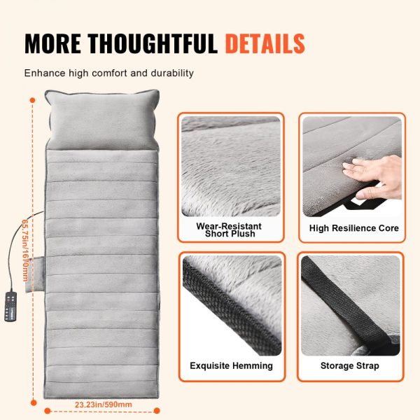 10 Vibration Motor Massage Pad With Heat 5 Modes 3 Intensities 3 Heating Pads Full-Body Massage for Fatigue Relief Home Office - Image 6