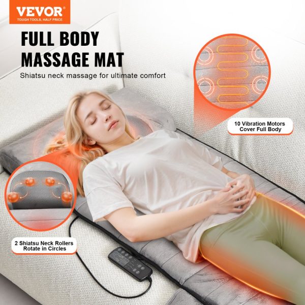 Shiatsu Neck Massage Cushion with 10 Vibration Motors, Heating Rollers, 5 Modes & 3 Intensities for Home Office - Image 2