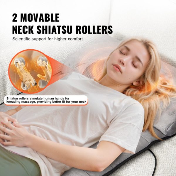 Shiatsu Neck Massage Cushion with 10 Vibration Motors, Heating Rollers, 5 Modes & 3 Intensities for Home Office - Image 3