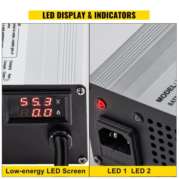 Golf Cart Battery Charger 48V 15A Electric with RXV Plug LED Aluminum Shell Power Wise - Image 4