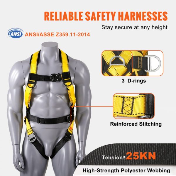 Full Body Safety Harness with Fall Protection and Padded Design, ANSI Certified, Up to 160 lbs, Size S - Image 4