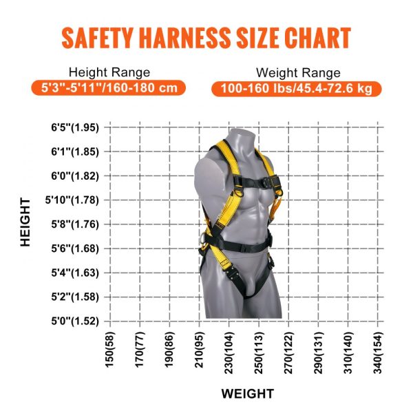 Full Body Safety Harness with Fall Protection and Padded Design, ANSI Certified, Up to 160 lbs, Size S - Image 6