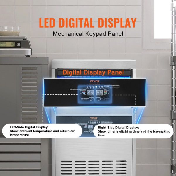 Commercial Ice Maker 150lbs 24HR 70 Ice Cubes 12-15 Mins 33lbs Storage LED Digital Display for Bars Homes Offices Restaurants - Image 3