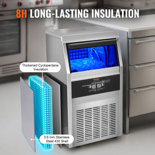 Commercial Ice Block Maker 80lbs 24H 40 Ice Cubes in 12-15 Minutes 24lbs Storage Cabinet LED Digital Display for Bars Homes Offices Restaurants - Image 5