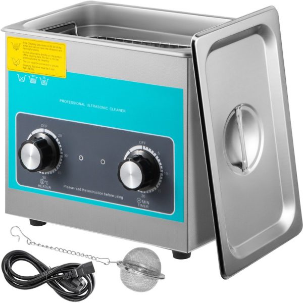 3L 40kHz Ultrasonic Cleaner with Rotary Control, Heater, & Timer - 304 Stainless Steel for Jewelry, Eyewear, Watches