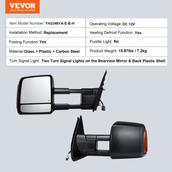 2007-2017 Toyota Tundra Electric Heated Towing Mirror with LED Signal Arrow Lights - Image 7