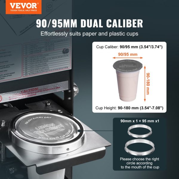 Automatic Cup Sealing Machine 500-650 Cups per Hour for 180mm Tall 90/95mm Cups Electric Boba Tea Sealer with Digital Control LCD Panel for Bubble Milk Tea Coffee Black - Image 2