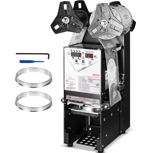 Automatic Cup Sealing Machine 500-650 Cups per Hour for 180mm Tall 90/95mm Cups Electric Boba Tea Sealer with Digital Control LCD Panel for Bubble Milk Tea Coffee Black